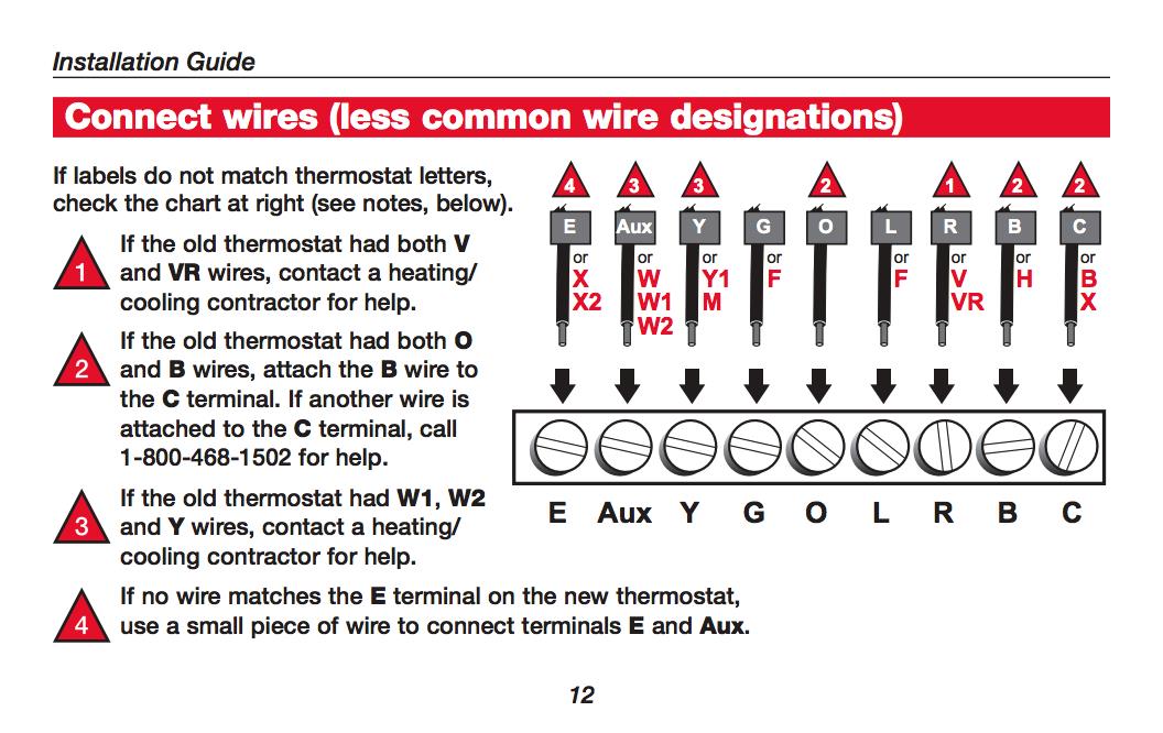 honeywell thermostat wiring instructions