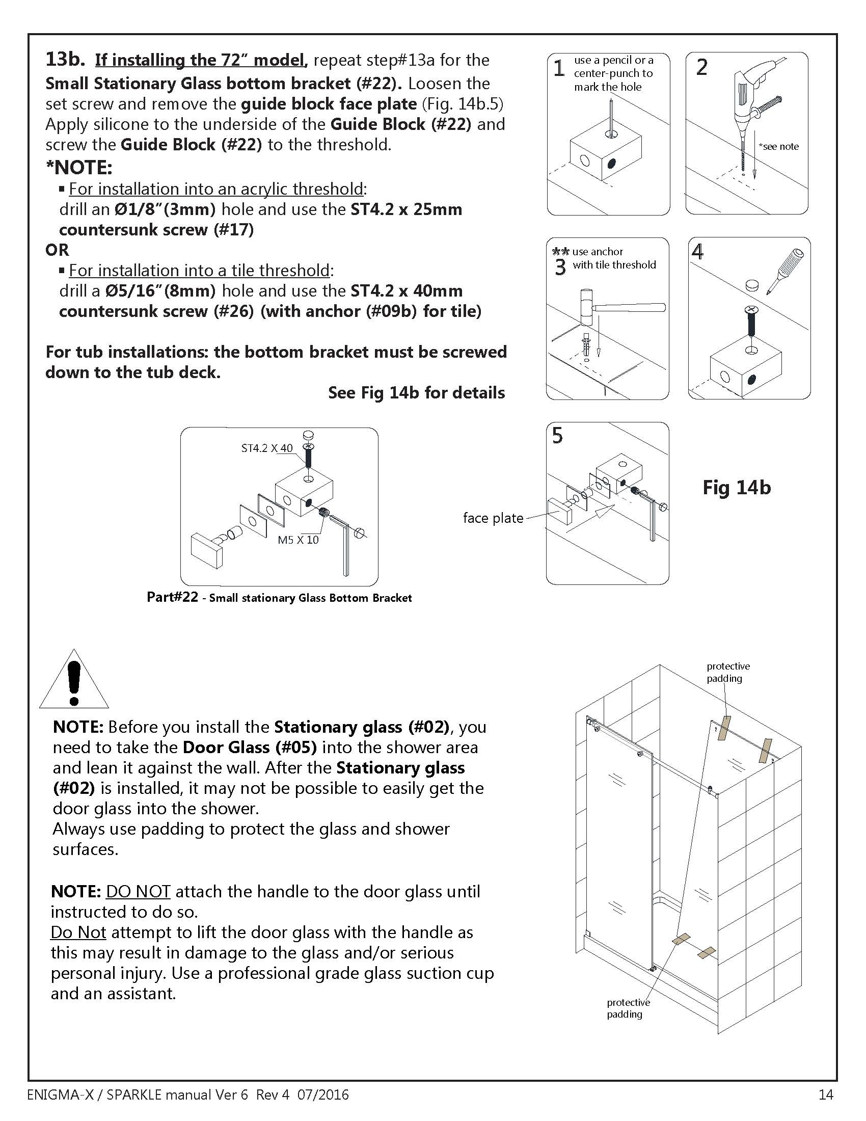 Glass shower door installation instructions