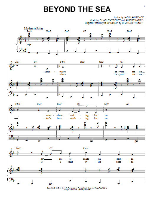 Beyond the sea piano sheet music pdf