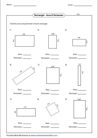 Perimeter of a rectangle worksheet pdf